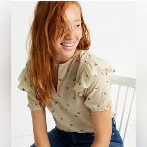 Madewell Embroidered Cotton Gazebo Blouse Size Large NWT